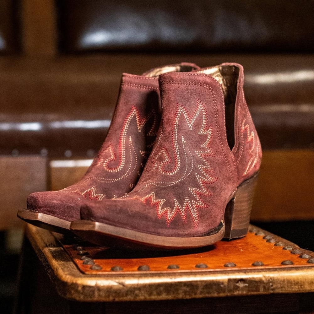 Ariat Dixon Merlot Suede Embroidered Ankle Boots NIB - Picture 2 of 11